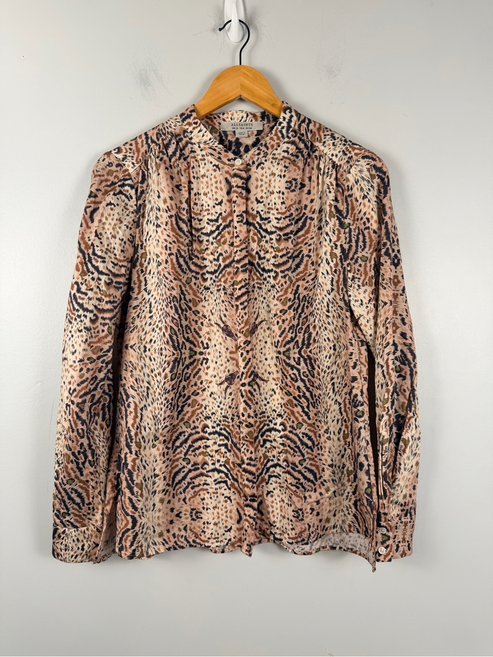 ALL SAINTS Toni Arietta Printed Blouse Top Abstract Animal Print Size US 6